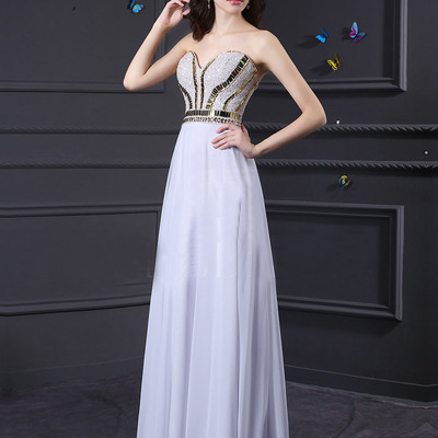 White prom dresses,white a-line sweetheart chiffon prom dresses evening dresses 842