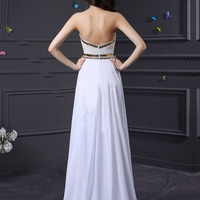 white prom dresses,White A-line Sweetheart Chiffon Prom Dresses Evening Dresses 842 - Thumbnail 1