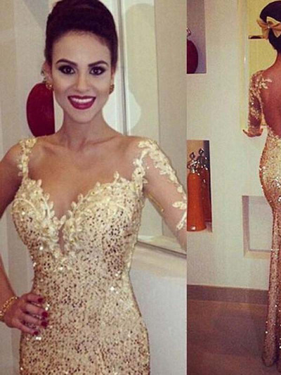 ugly prom dresses,Gold Trumpet/Mermaid One Shoulder Tulle Prom Dresses Evening Dresses 1295