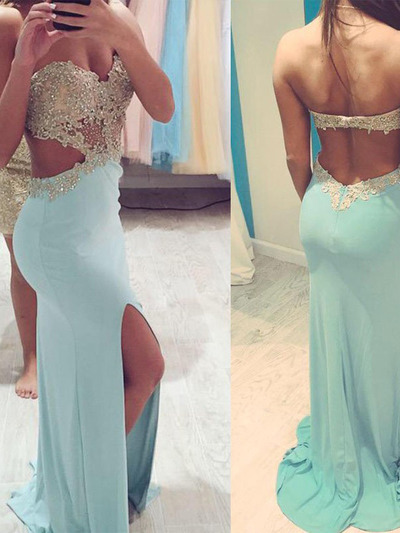 tight prom dresses,Sage Sheath/Column Sweetheart Chiffon Prom Dresses Evening Dresses 8705