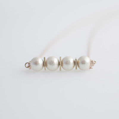 Japanese cotton bead metal necklace nl1081