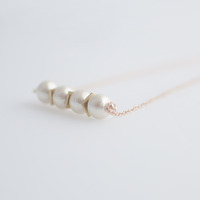 Japanese Cotton Bead Metal Necklace NL1081 - Thumbnail 1