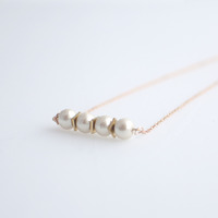 Japanese Cotton Bead Metal Necklace NL1081 - Thumbnail 2
