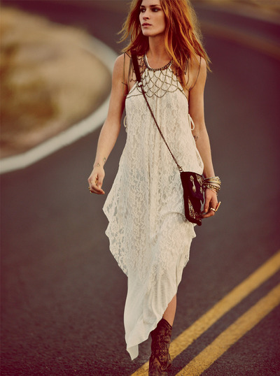 AMERICAN STYLE IRREGULAR LACED SUMMER DRESS SM15QL101