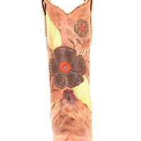 USA LUCCHESE DISTRESSED BROWN VINTAGE LEATHER COW BOY BOOTS - Thumbnail 1