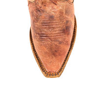 USA LUCCHESE DISTRESSED BROWN VINTAGE LEATHER COW BOY BOOTS - Thumbnail 2