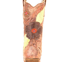 USA LUCCHESE DISTRESSED BROWN VINTAGE LEATHER COW BOY BOOTS - Thumbnail 3