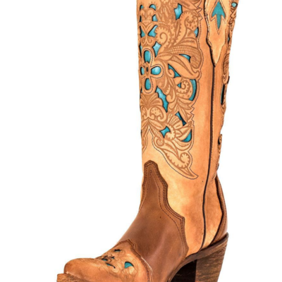Usa corral turquoise hued hand crafted leather contemporary boots - Thumbnail 5