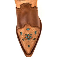 USA CORRAL TURQUOISE HUED HAND CRAFTED LEATHER CONTEMPORARY BOOTS - Thumbnail 3