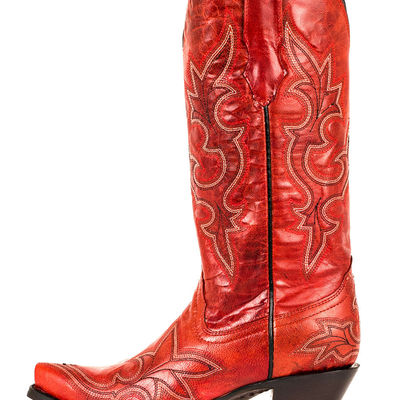Usa corral distressed leather contrast inlay unique stitched boots