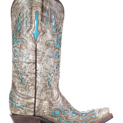 Usa lucchese desert with turquoise inlays leather cow boy boots - Thumbnail 5