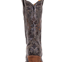 USA CORRAL SINGLE STITCHED WELT RETRO BLACK BOOTS C2108 - Thumbnail 1