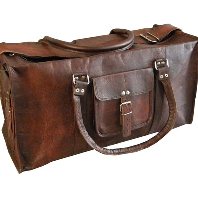 18" leather duffle bag gym bag travel bag luggage bag overnite bag holdall bag pure leather weekend bags duffel bags - durable and sturdy