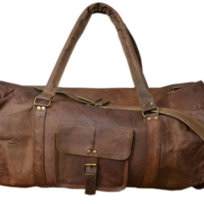 24" handmade leather bag round duffle bag gym bag sport bag cabin bag overnight travel bag tote leather briefcase cabin bag messenger bag