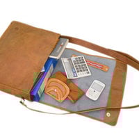 14x11x5 "New Goat Leather Handmade Office Briefcase College Laptop Macbook Bag - Thumbnail 3