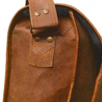 14x11x5 "New Goat Leather Handmade Office Briefcase College Laptop Macbook Bag - Thumbnail 4