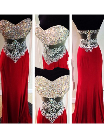 Red prom dresses,Red Sheath/Column Sweetheart Floor-length Chiffon 2016 Prom Dresses Evening Dresses 8645