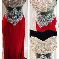 Red prom dresses,Red Sheath/Column Sweetheart Floor-length Chiffon 2016 Prom Dresses Evening Dresses 8645 - Thumbnail 1