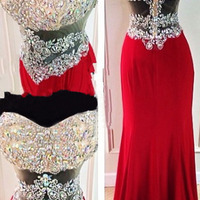 Red prom dresses,Red Sheath/Column Sweetheart Floor-length Chiffon 2016 Prom Dresses Evening Dresses 8645 - Thumbnail 2
