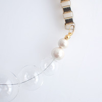 Transparent Glass Beads Metal Necklace NL1087 - Thumbnail 3