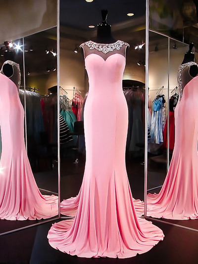 neon prom dresses,Pink Sheath/Column Scoop Floor-length Chiffon 2016 Prom Dresses Evening Dresses 8702