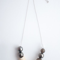 Tinted Glass Metal Bead Necklace NL1063 - Thumbnail 1
