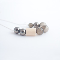 Tinted Glass Metal Bead Necklace NL1063 - Thumbnail 3