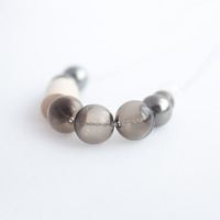 Tinted Glass Metal Bead Necklace NL1063 - Thumbnail 4