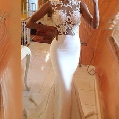 Gorgeous prom dresses,white trumpet/mermaid lace 2016 prom dresses evening dresses 220