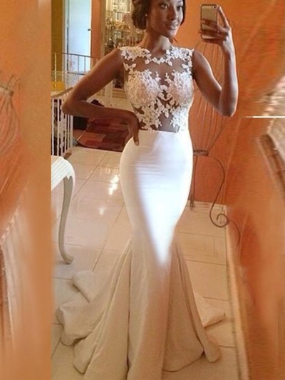 gorgeous prom dresses,White Trumpet/Mermaid Lace 2016 Prom Dresses Evening Dresses 220