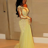 yellow prom dresses,Yellow Trumpet/Mermaid One Shoulder Chiffon Prom Dresses Evening Dresses 035 - Thumbnail 1