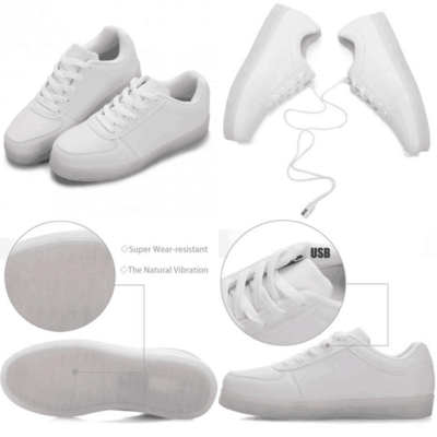 Fashion colorful led luminous rechargeable sneakers