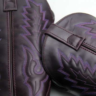 Usa xtrail purple color line embroidered dark red cow boy boots