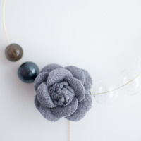 Flower Glass Bead Collar Necklace NL1079 - Thumbnail 2