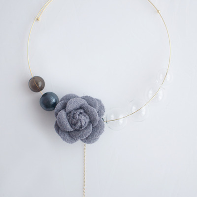 Flower glass bead collar necklace nl1079