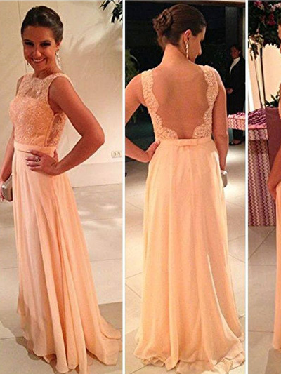 flowy prom dresses,Pink A-line Bateau Chiffon Appliques Prom Dresses Evening Dresses 1250