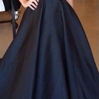 Halter beading sleeveless bodice satin pocket beall gown prom dress,evening dresses - Thumbnail 1