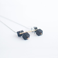 Square Onyx Beads Glass Necklace NL1077 - Thumbnail 2