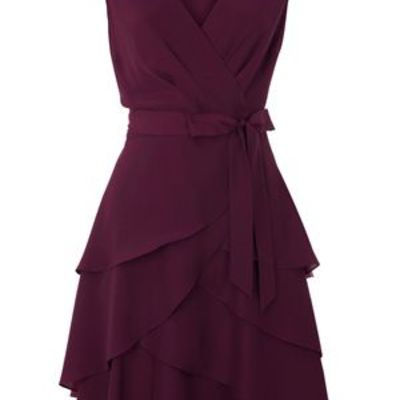 V-neck draping sash chiffion short prom dress,homecoming dress - Thumbnail 5