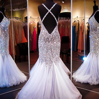 2016 prom dresses,Pink Trumpet/Mermaid Straps  Rhinestone  2016 Prom Dresses Evening Dresses 1274 - Thumbnail 1