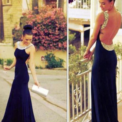 Chiffon prom dresses,royal blue sheath/colum scoop floor-length chiffon prom dresses evening dresses 1219