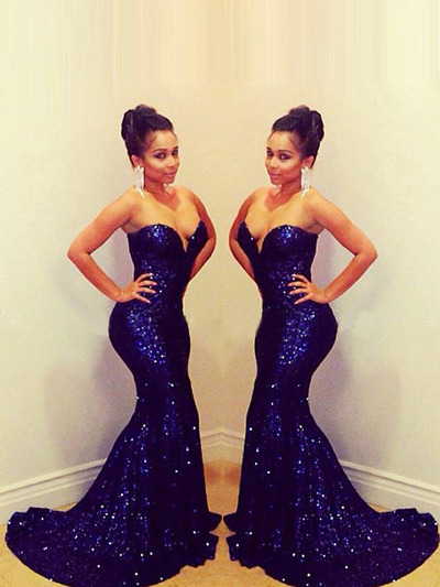 junior prom dresses,Royal Blue Trumpet/Mermaid Sweetheart Rhinestone Prom Dresses Evening Dresses 1211