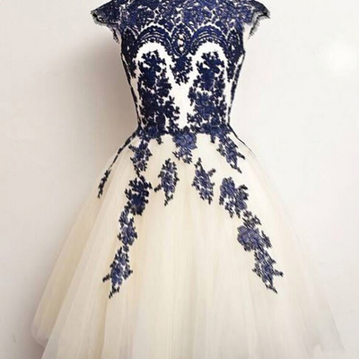 A-line capped sleeves neckline organza homecoming dress,cheap dress