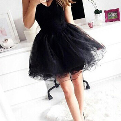 Simple black ball gown tulle sweetheart homecoming dress - Thumbnail 5