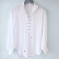 Lace-Up Blouse - Thumbnail 1