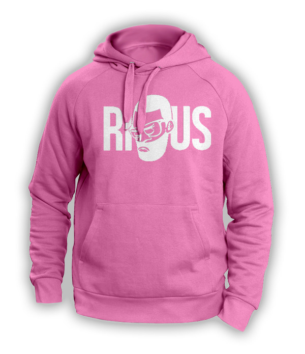 Pink Hoodie w/ message on left sleeve in the logo color