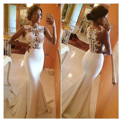 Mermaid prom dress, ivory prom dress, sexy prom dress, prom dress with applique, evening dress, unique design prom dress, pd15089