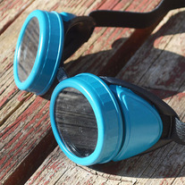 Medium Blue and Matte Black Steampunk Goggles Time Travel Mad Scientist Airship Captain Apocalypse Motorcycle