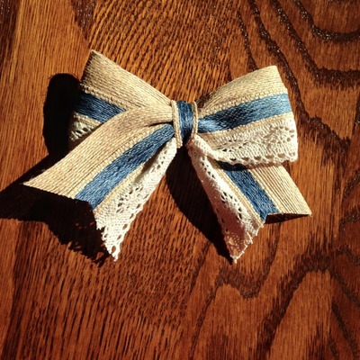 Burlap- cream lace and denim