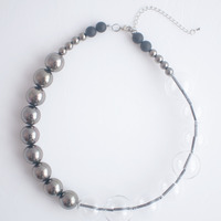 Metal Glass Bead Necklace NL1062 - Thumbnail 1